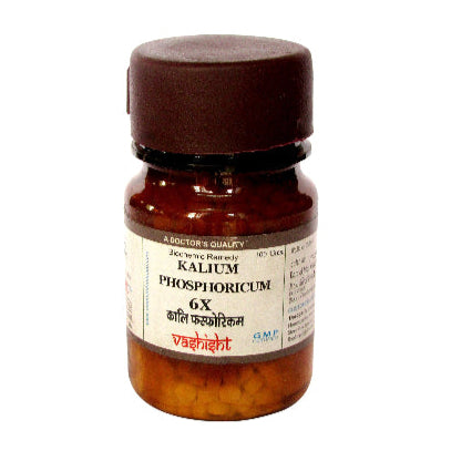 Buy Dr. Vashisht Kalium Phosphoricum for nervous exhaustion, emotional stress, lack of concentration, irritability & sleeplessness. Available in 30g & 100g sizes.