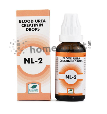 Homeopathic New Life NL-2 blood urea creatinin drops for kidney disorders