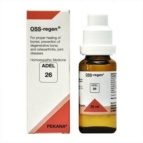 Adel 26 OSS regen drops packaging with indications  for Bone diseases, Healing Bones, Osteoarthritis