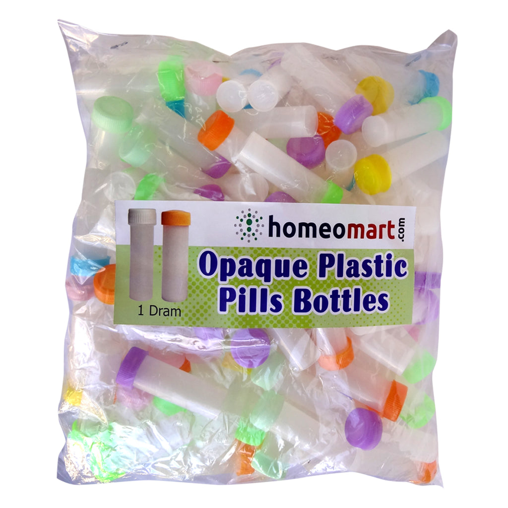 Homeopathy Opaque Super Plastic Pills Bottles - 1 dram