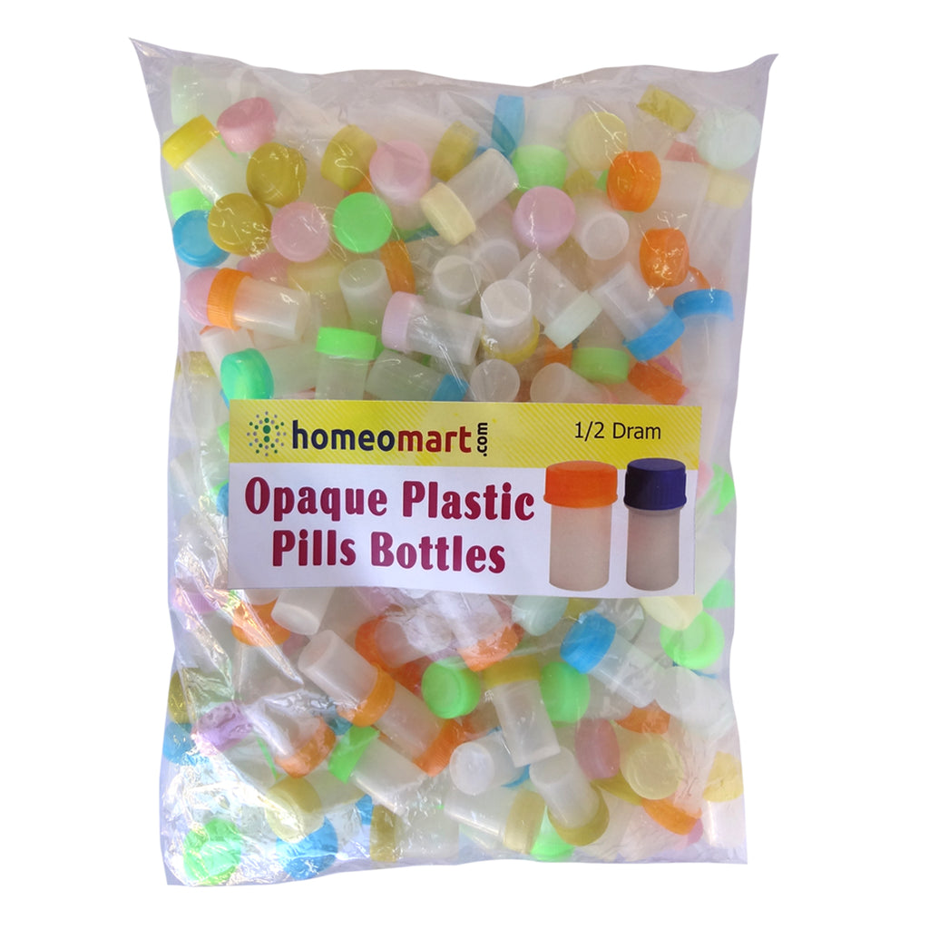 Homeopathy Opaque Super Plastic Pills Bottles - 1/2 dram