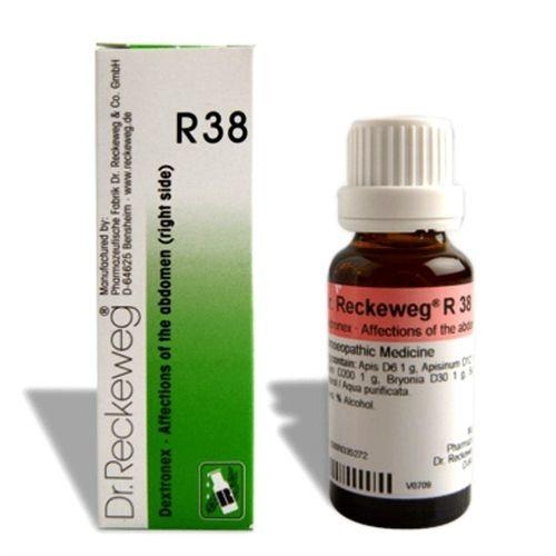 Dr. Reckeweg R38 treats right-sided ovarian pain, cysts, adnexitis & early appendicitis. Fast homeopathic relief from abdominal inflammation. 22ml drops.