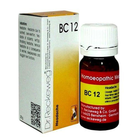 Get natural relief from headaches, vertigo, nervous tension & sleeplessness with Reckeweg BC 12 Tablets.