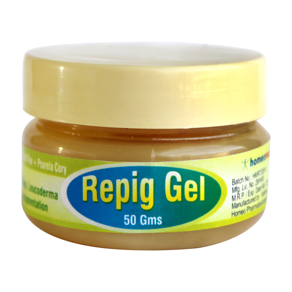 Repig Gel with Arsenic Sulph Flav, Psoralea Cory for Vitiligo, Leucoderma, Skin Depigmentation