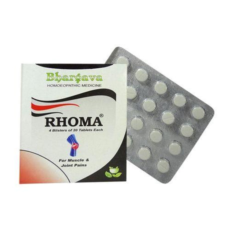Experience fast-acting relief from muscle stiffness, joint pain, and rheumatic discomfort with Rhoma Tablets. Powered by Rhus Toxicodendron, Bryonia Alba, and Cimicifuga Racemosa