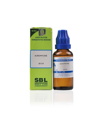 SBL Auromycine Homeopathy Dilution 6C, 30C, 200C, 1M, 10M in 30ml