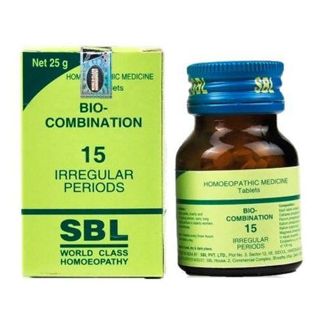 SBL Bio Combination Tablets No 15 for irregular periods, cramps, and excessive menstrual flow