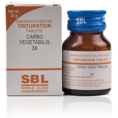 SBL Carbo Vegetabilis 3x, 6x Homeopathy Trituration Tablets