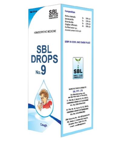SBL homeopathy Drops No 9 for Cough, dryness of chest