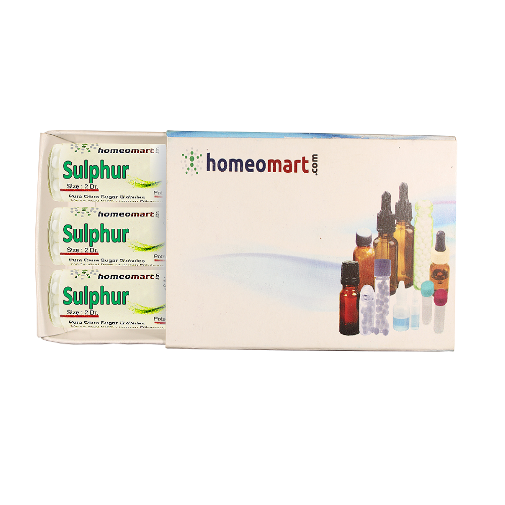 Sulphur 2 Dram homeopathy  Pills box 6C, 30C, 200C, 1M, 10M