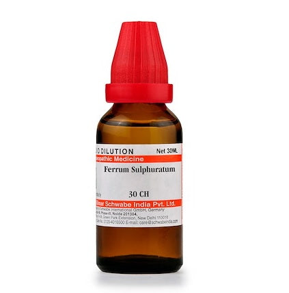 Schwabe Ferrum sulphuratum Homeopathy Dilution 6C, 30C, 200C, 1M, 10M, CM