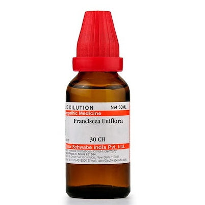 Schwabe Franciscea uniflora Homeopathy Dilution, franciscea uniflora dilution, franciscea uniflora homeopathic medicine, brazilian manaca root homeopathy, manaca homeopathic remedy, brunfelsia uniflora dilution, franciscea uniflora 30c, franciscea uniflora 200c, buy franciscea uniflora online