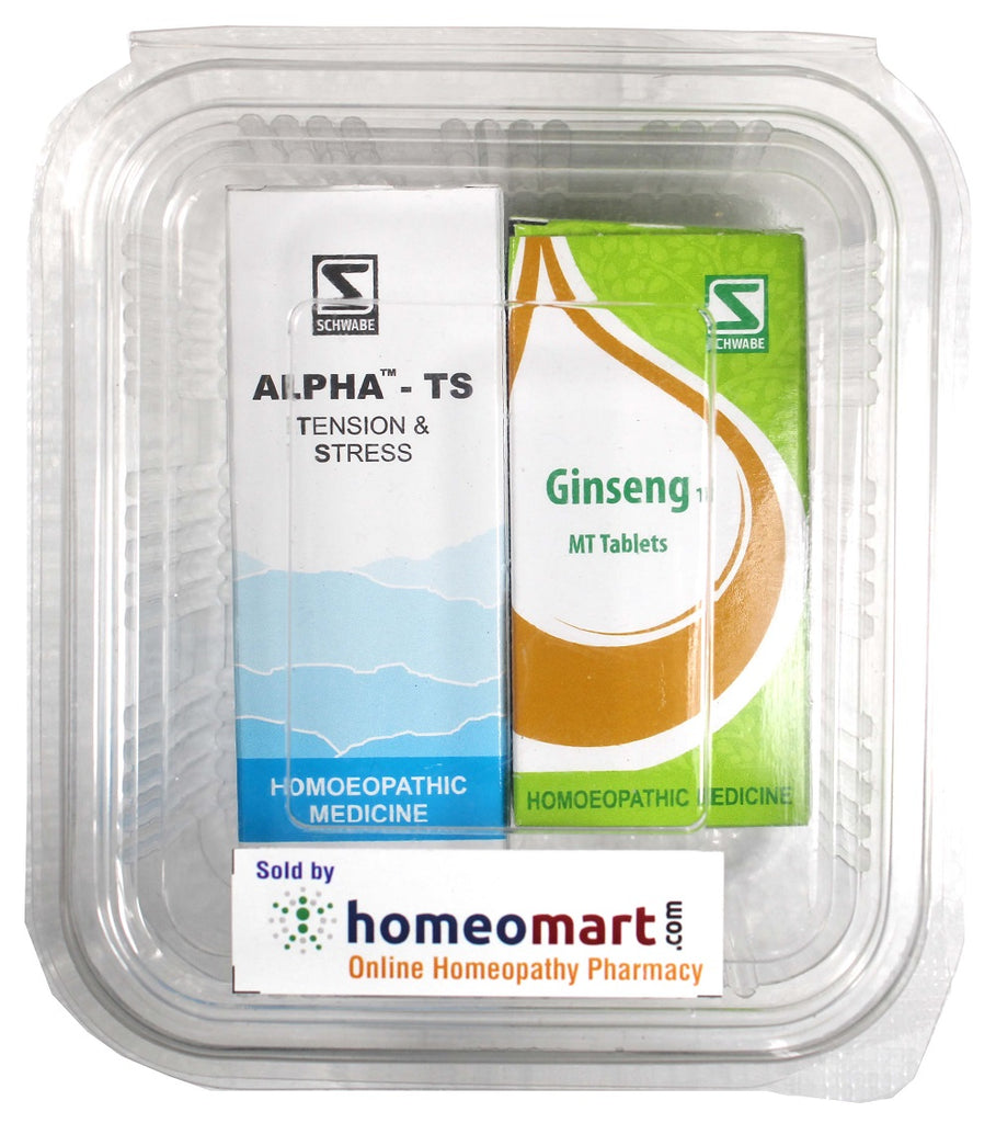 Schwabe homeopathy Stress  relief medicine kit with Alpha TS drops and Ginseng Tablets