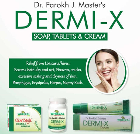 Restore your skin’s health with Wheezal Dermi X Soap. A homeopathic solution for dryness, scaling, rashes, and eczema, it soothes irritation and promotes healing naturally. Gentle care for all skin types!