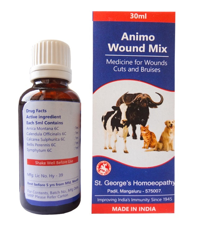 Animo Wound Homeopathy Mix, Veterinary Medicine for Wounds, Cuts, Bruises