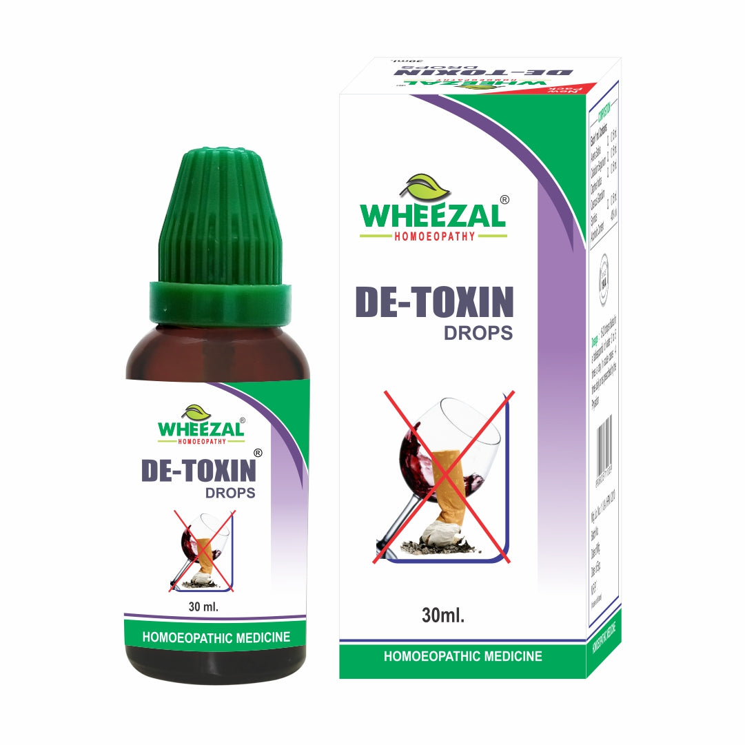 Wheezal De-Toxin Drops, Wheezal De Toxin Drops 30ml, Wheezal Detoxin Drops, De Toxin Drops, homeopathic de-addiction drops, alcohol craving support, nicotine craving support, tobacco de-addiction drops, alcohol de-addiction drops, Wheezal de-addiction medicine