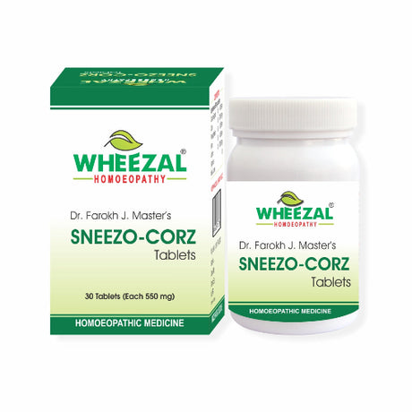 Wheezal Sneezo-Corz Tablets, Wheezal Sneezo Tablets, Sneezo-Corz Tablets, Wheezal homeopathic medicine, homeopathic medicine for sneezing, homeopathy for runny nose, homeopathic medicine for nasal catarrh, homeopathic coryza medicine, homeopathy for watery nose, Wheezal cold and sneezing tablets