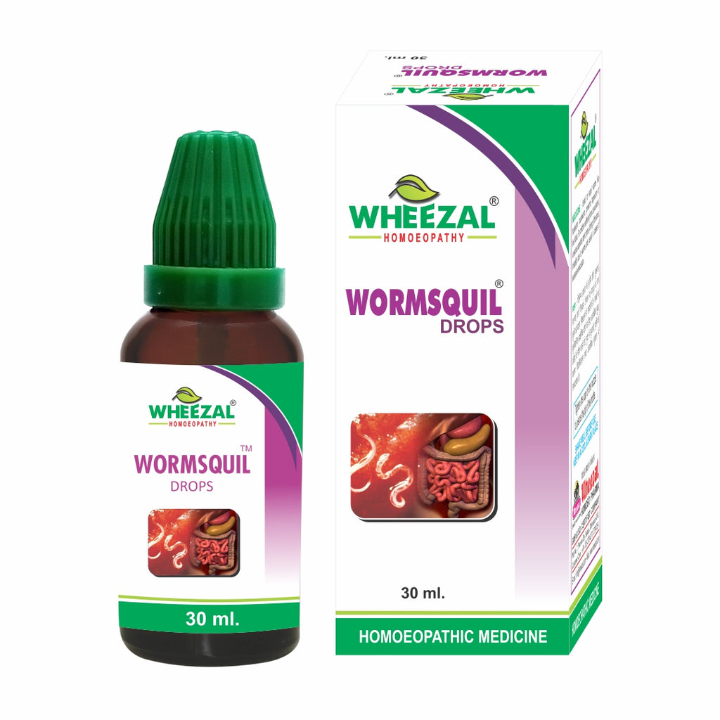Wheezal Homeopathy Wormsquil Drops. Deworming medicine for worms