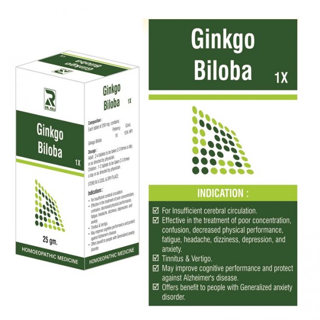 Dr Raj Ginkgo Biloba 1x Homeopathy Brain Tonic