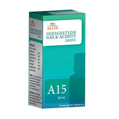 Allen A15 Drops, Allen A15 Homeopathic Drops, acidity drops, indigestion medicine, homeopathic medicine for acidity, gas relief drops, bloating medicine, digestive drops, heartburn homeopathy, gastritis medicine, acid reflux medicine, dyspepsia homeopathy, flatulence medicine, stomach gas relief, digestive health homeopathy