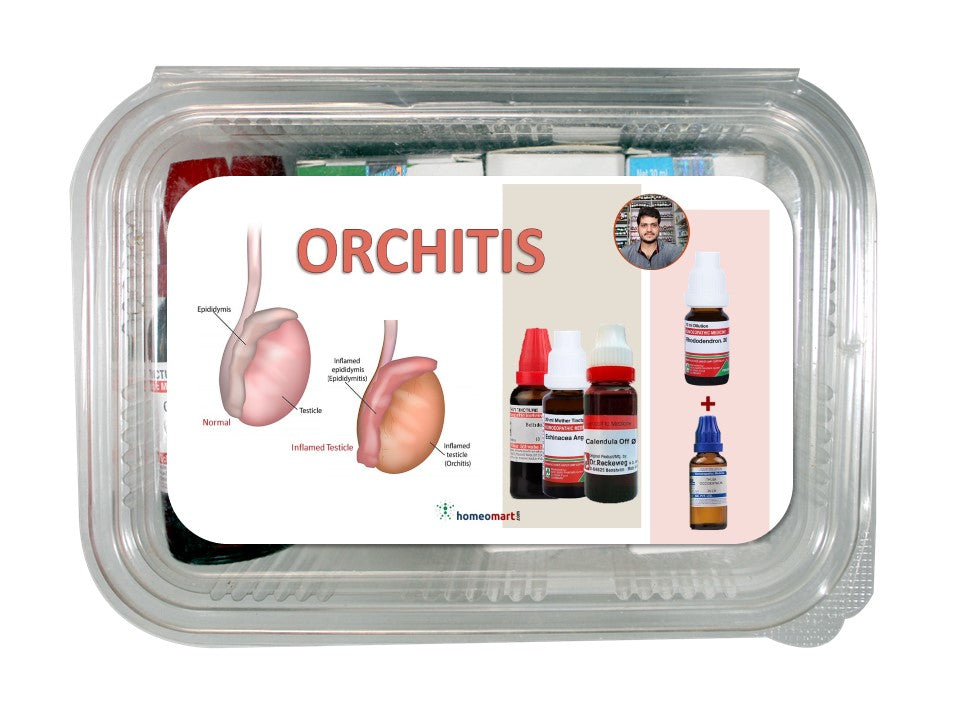 Homeopathy Orchitis kit for inflamed testicles with medorrhinum, belaadonna, thuja 