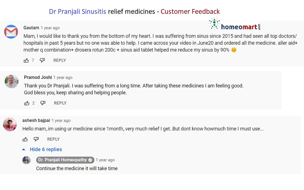 Customer review feedback Homeopathic sinusitis nose block medicines