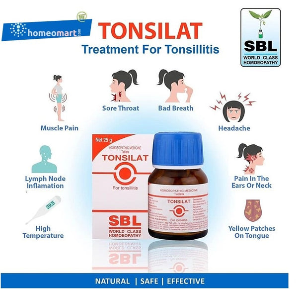 Toncel Tablets SBL Tonsilat Tablets for tonsillitis, sore throat, pharyngitis – Homeomart